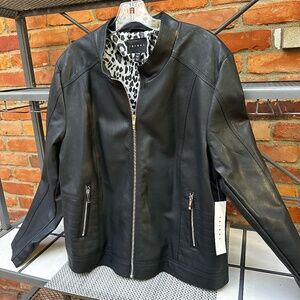 Tribal Women's Faux Black Leather Jacket 1XL NWT
